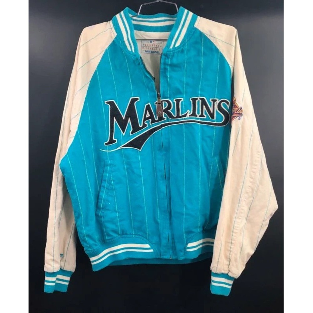 VTG  1997 Florida Marlins World Series Champion Jacket Mirage MLB Embroidered M*